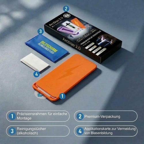 Arctiqo™ 2.0 Panzerglas-Displayschutz mit Installationsrahmen